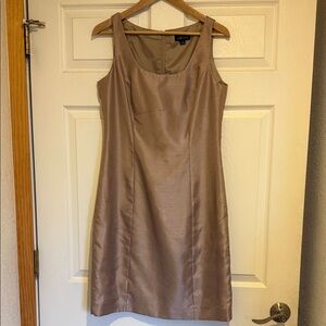 Tahari Shimmering Tan Midi Dress size 8